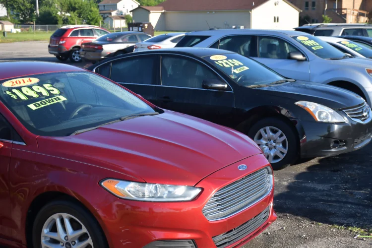used car lot with several used cars