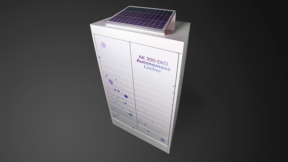 Arka parcel locker with solar panels