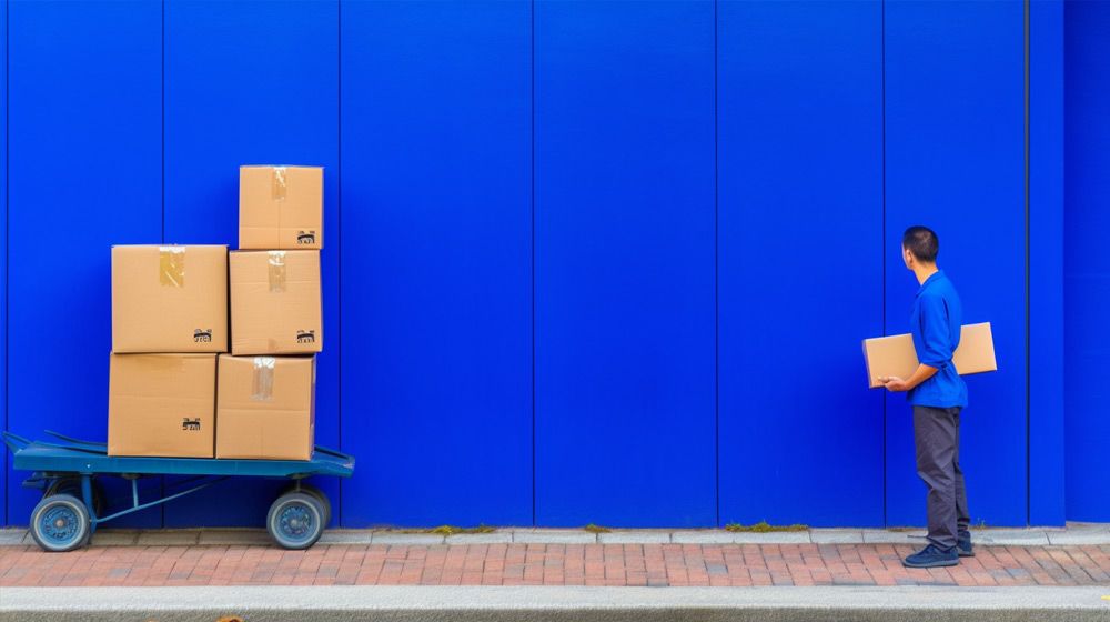 Courier staring at a wall and not finding the delivery address