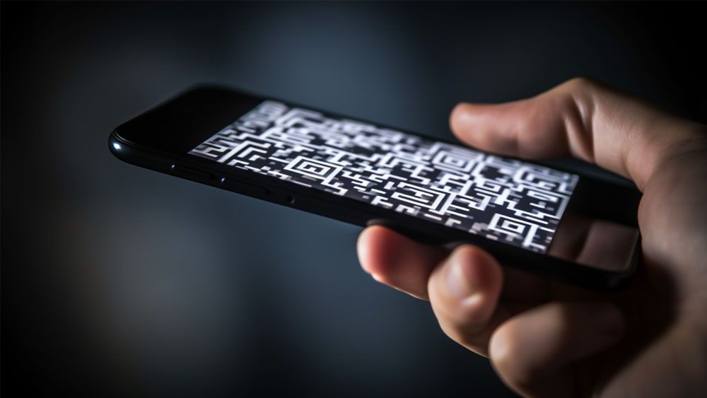 A QR code on a phone