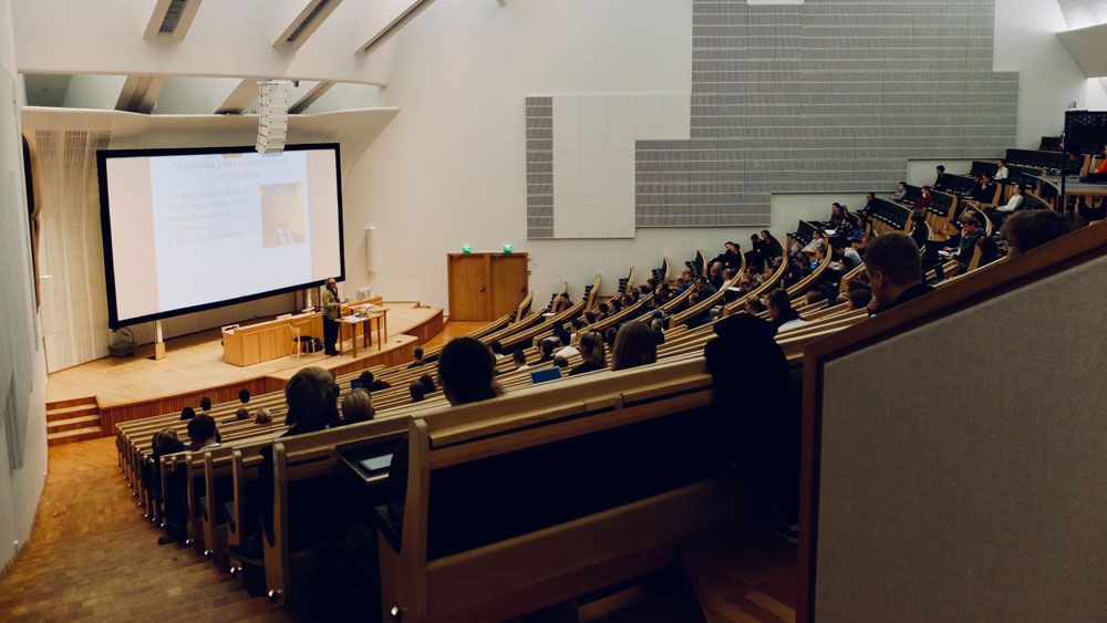 university students taking a class 