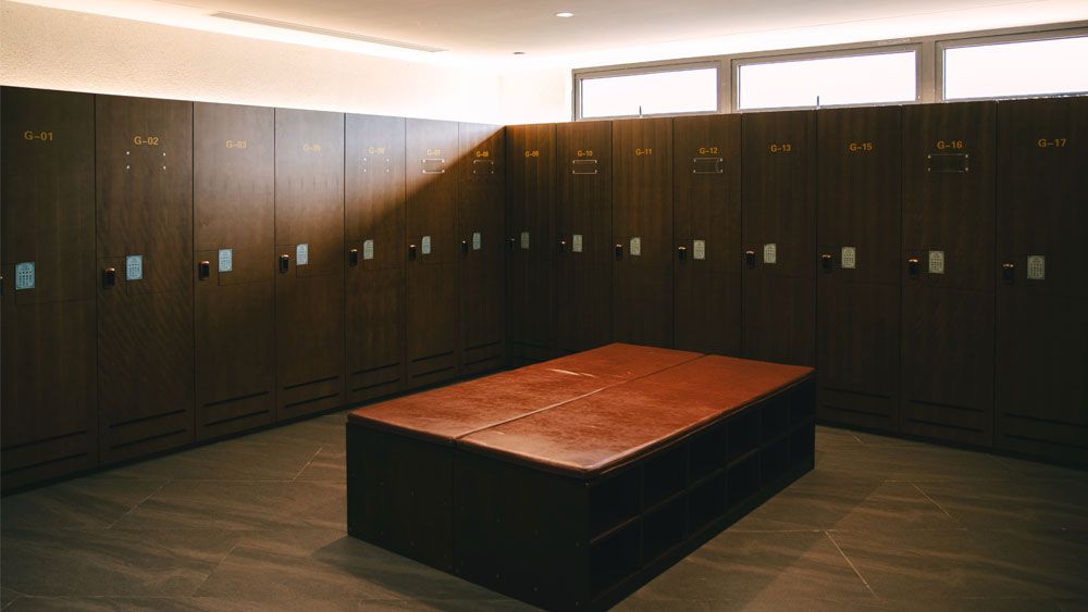 lockers in a gym