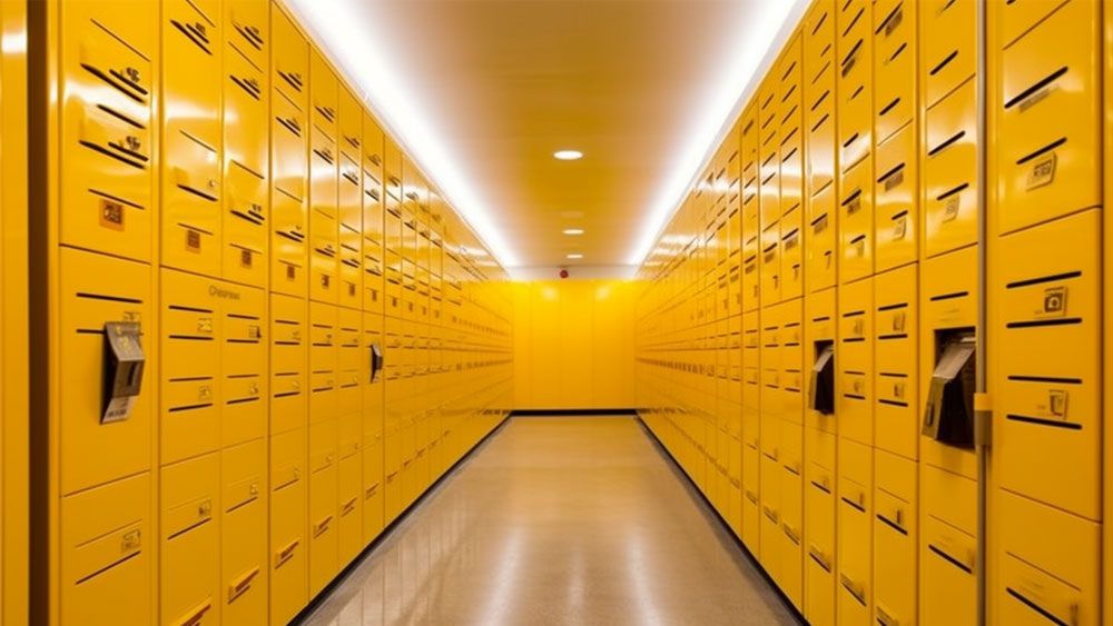 a room full of lockers