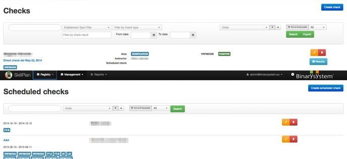 Planning and Checks summary