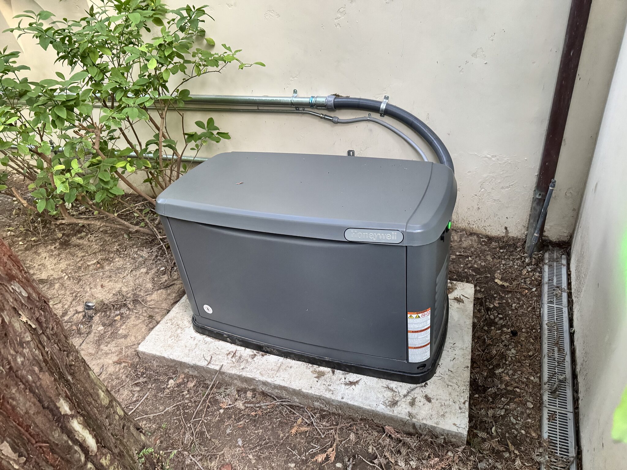 Honeywell standby generator installed on concrete pad