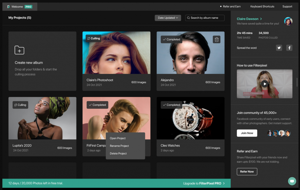 FilterPixel App Homepage