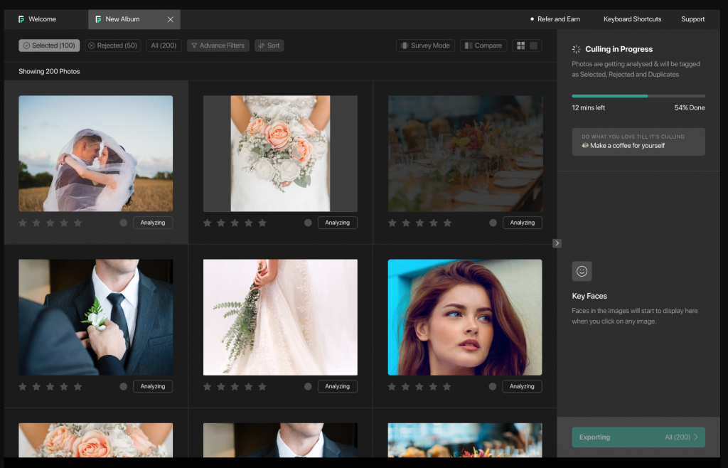 FilterPixel photo culling in progress