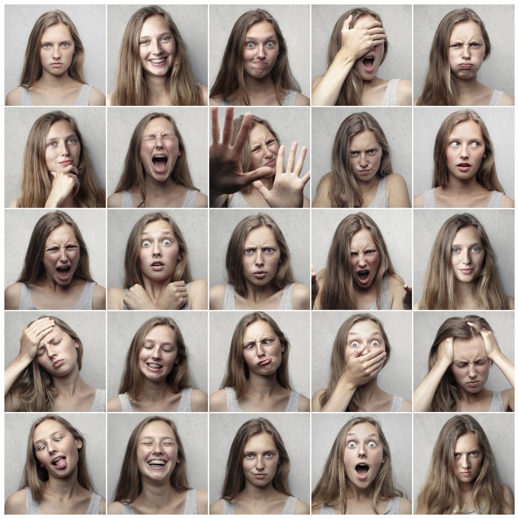 collage of same woman showing different emotions which influence choices
