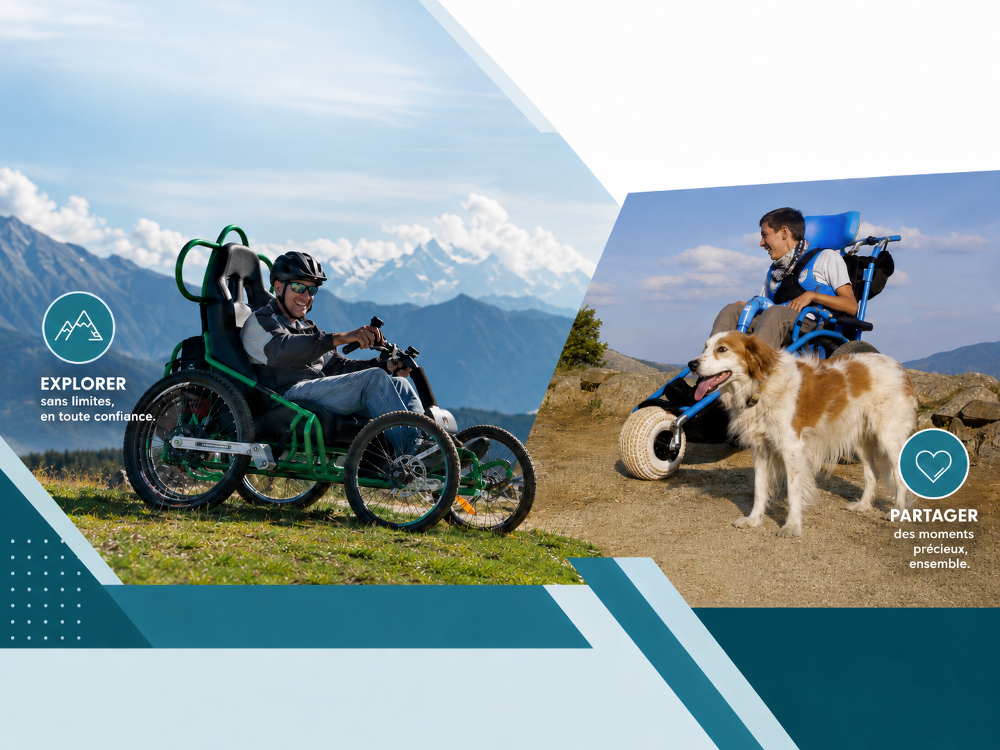 Personnes utilisant un fauteuil tout terrain lors d’une sortie en extérieur