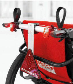 stricker handbike 3ème roue Barre de feu arrière avec feu arrière à batterie et triangle de signalisation