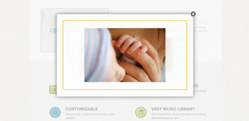 This picture shows how Animoto keeps visitors engaged with video