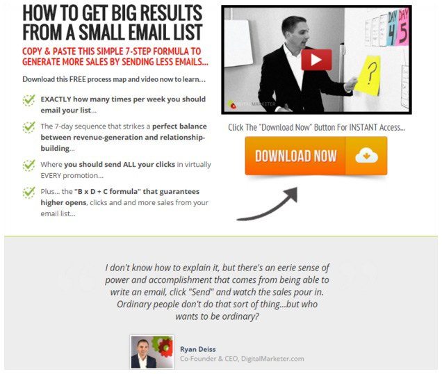 This picture shows Followup Machine's landing page using a bulleted list.
