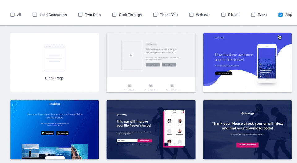 post-click landing page Templates on Instapage