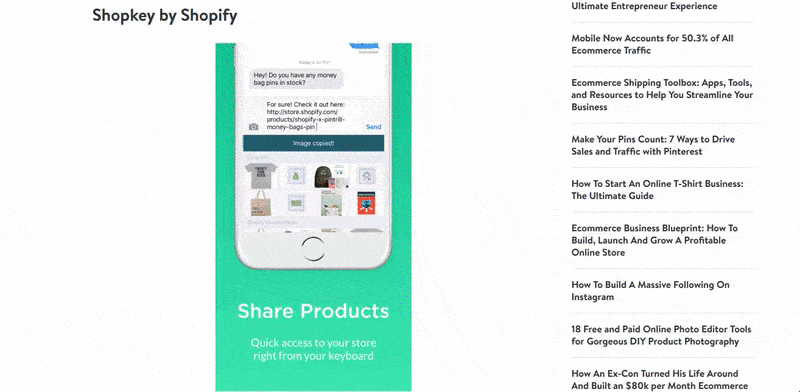 this picture shows the CTAs Shopify uses to promote its apps