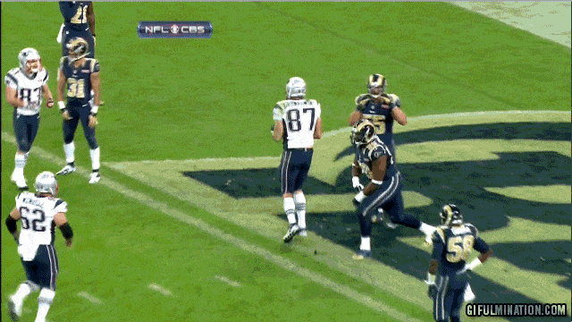 This gif shows Rob Gronkowski spiking a football out of frustration, much like people want to do when they have slow mobile Internet connection.