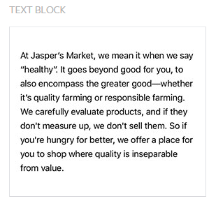 This picture shows how marketers can add text blocks in Facebook Canvas ads to increase sales.