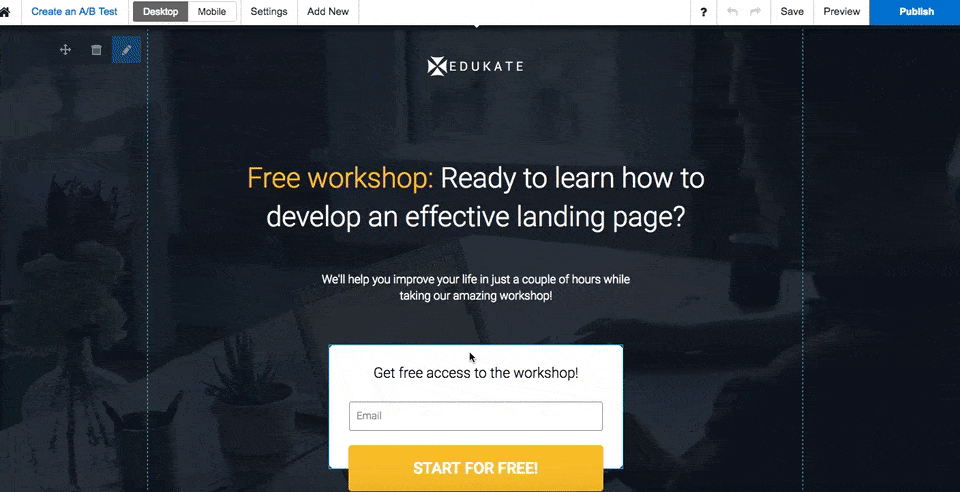 Editing post-click landing pages with Instapage