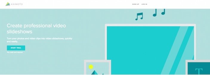 This picture shows marketers how Animoto uses a click-through post-click landing page to generate free trials and sales.