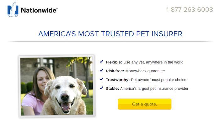 This picture shows marketers how Nationwide insurance uses a click through post-click landing page to generate leads and sales.