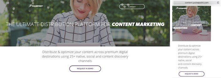 This picture shows marketers how PulsePoint's responsive demo post-click landing page looks on desktop and mobile.