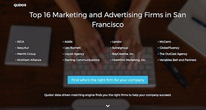 This picture shows marketers how Qudos uses a click through post-click landing page to generate conversions.