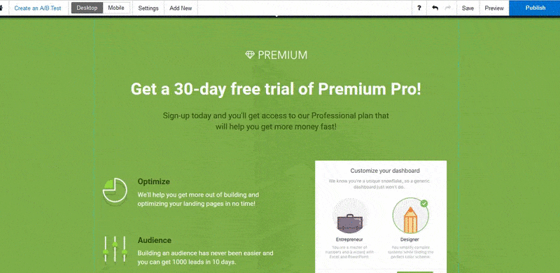 this image shows the sixth step of creating a post-click landing page with Instapage