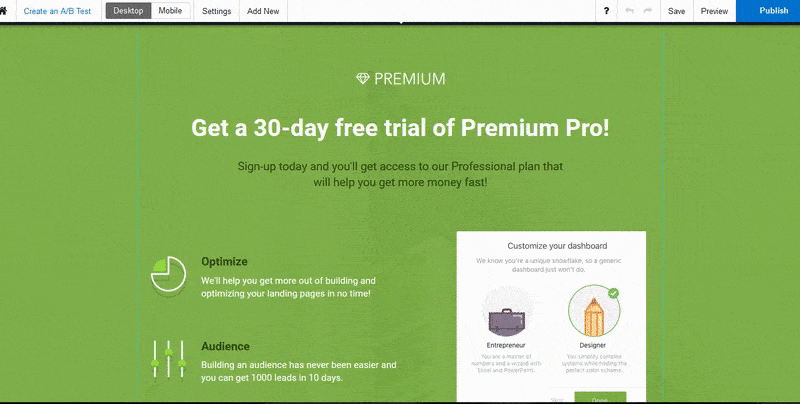 this image shows the seventh step of creating a post-click landing page with Instapage