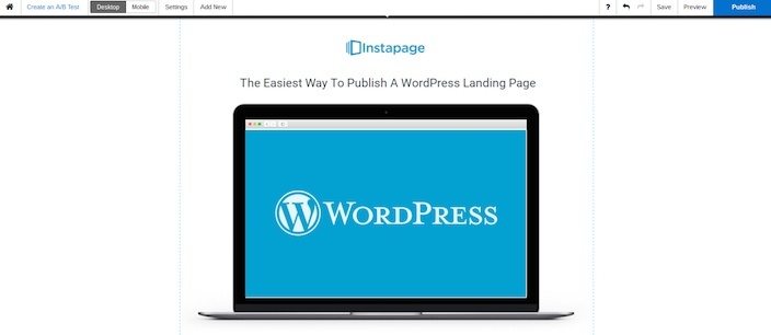This picture shows marketers what a WordPress post-click landing page can look like in the Instapage builder.