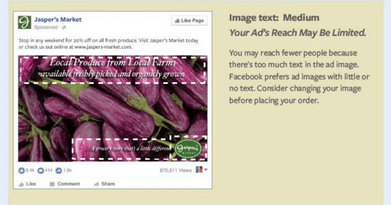 This picture shows marketers what a "Medium" rating looks like using Facebook's updated 20 percent text rule.