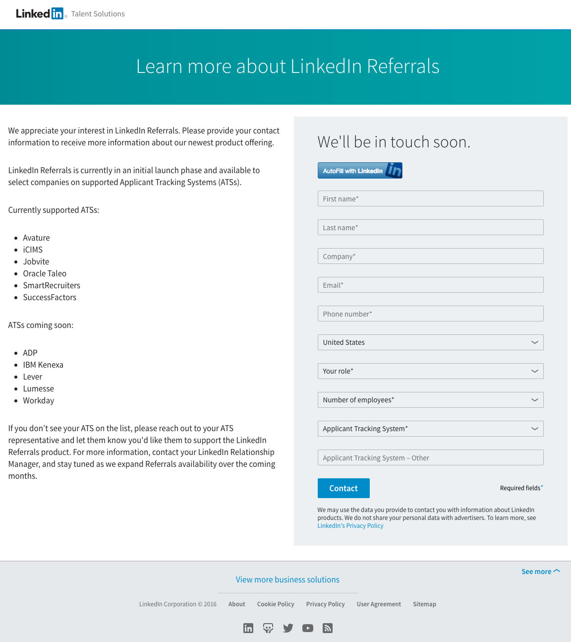 This picture shows marketers how LinkedIn uses a post-click landing page to generate more referrals for its recruiting platform.