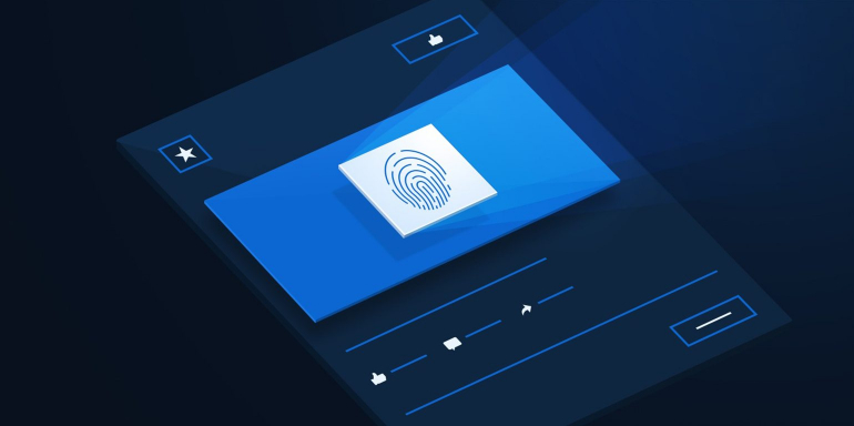 This picture shows a thumbprint scan and how personalized advertising is increasing and landing pages play a big part in its evolution.