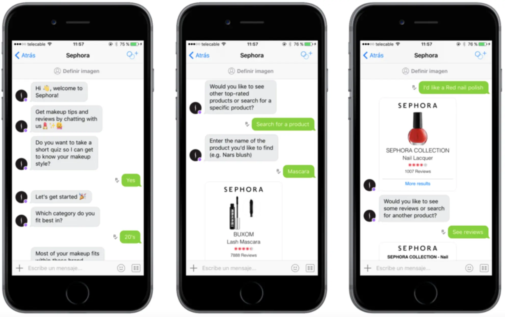 This image shows a screenshot of a Sephora AI automation used in Instagram direct