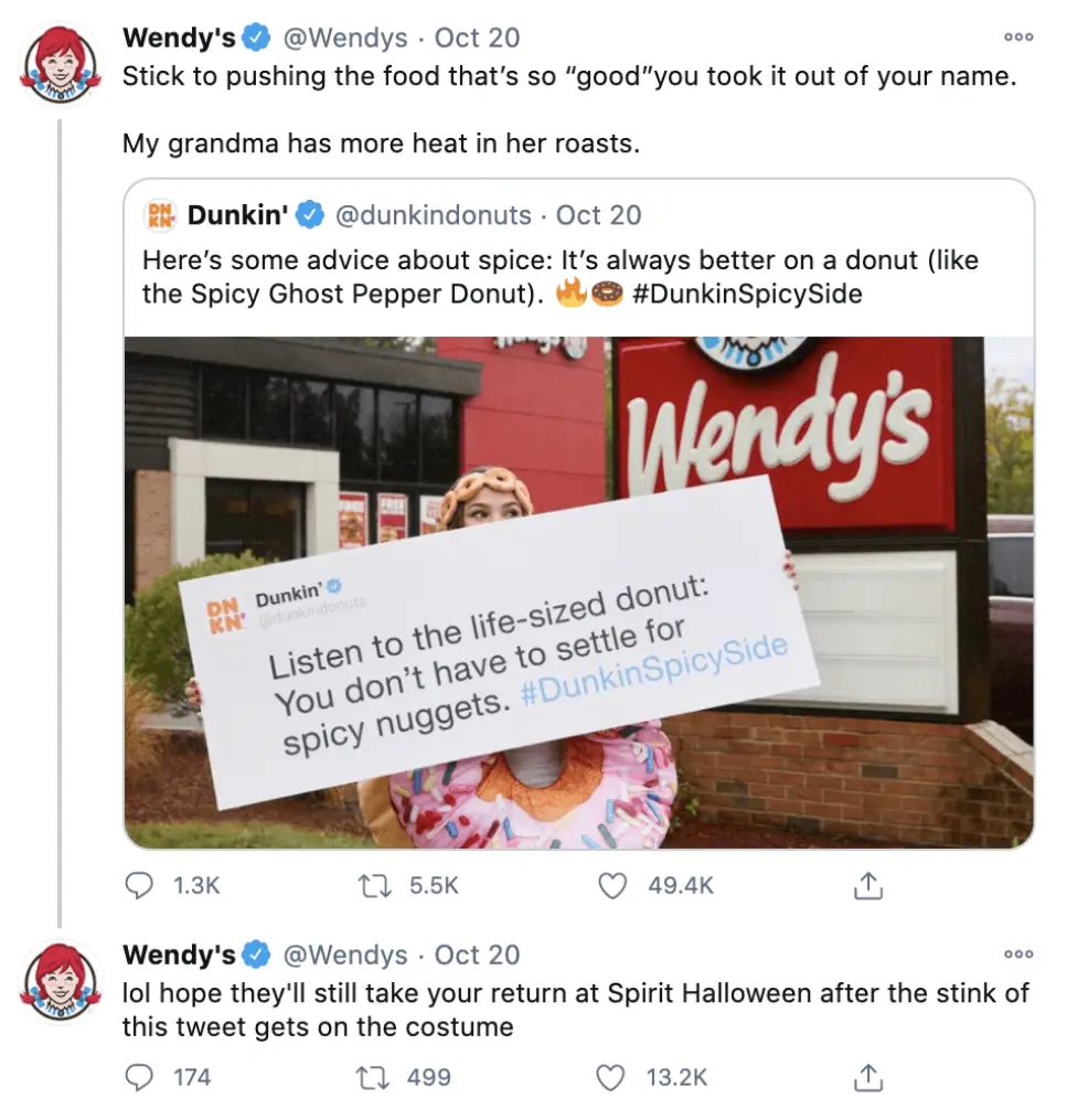 This image shows a screenshot of Wendy's Twitter campaign
