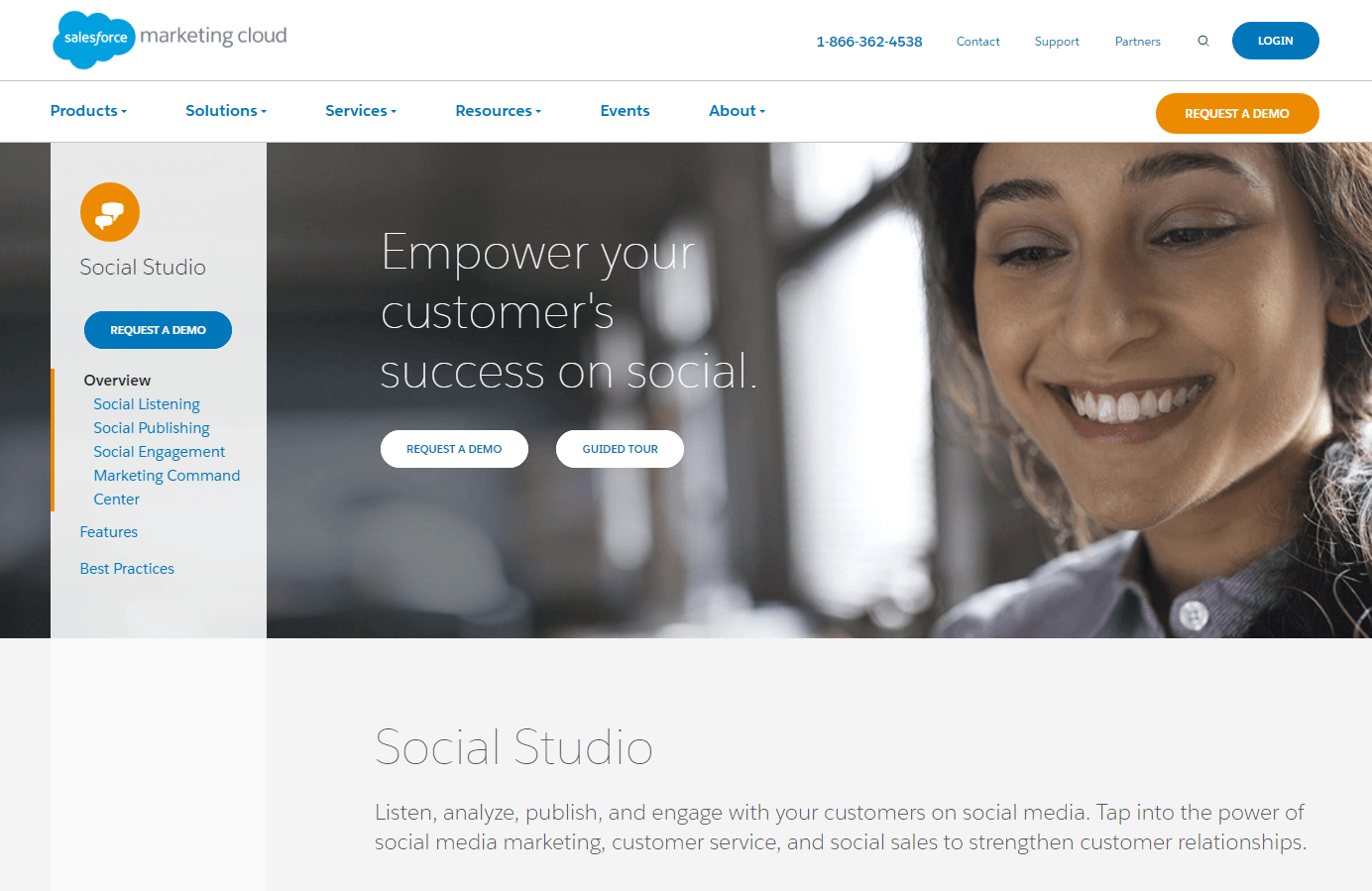 This picture shows marketers how Salesforce fails to use message match on its post-click landing page to increase engagement and sales.