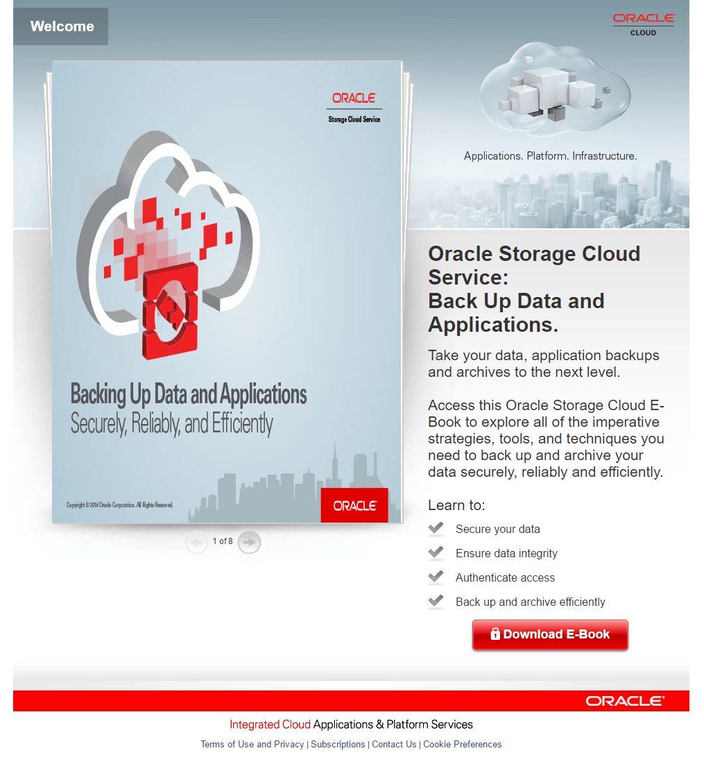 Oracle post-click landing page ebook