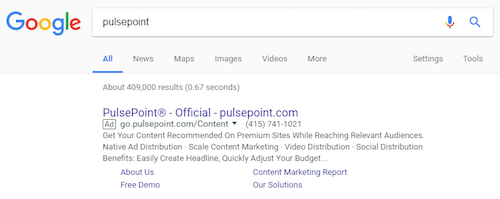 demo post-click landing page PulsePoint ad