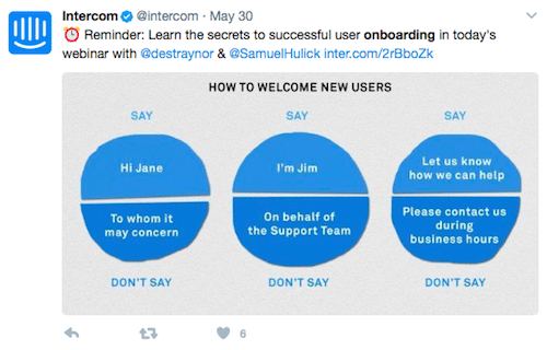 intercom post-click landing page tweet
