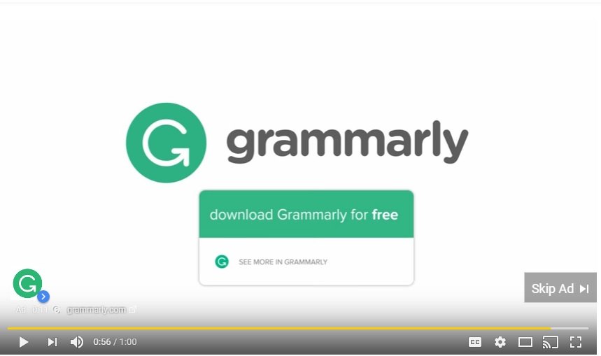 YouTube TrueView ads Grammarly