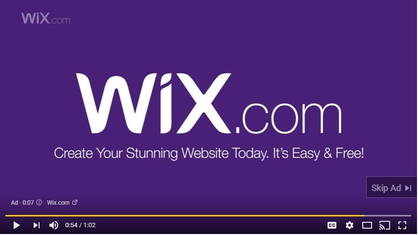 YouTube TrueView ads Wix