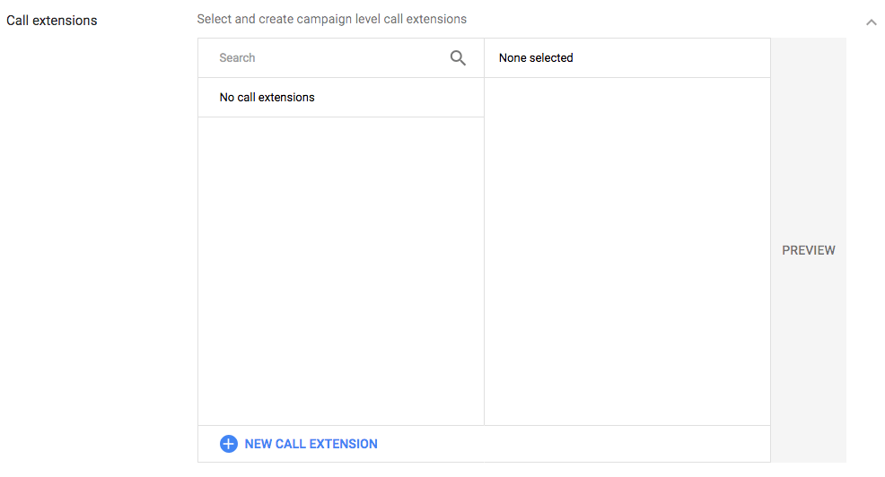 A screenshot showing how to add call extensions for search ads
