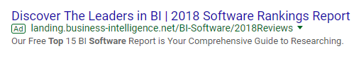 display URL Business Intelligence ad