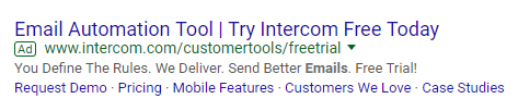 display URL Intercom ad