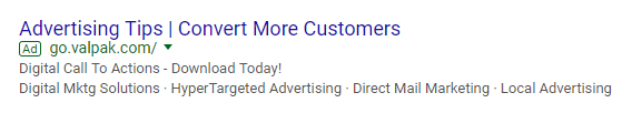 display URL Valpak ad