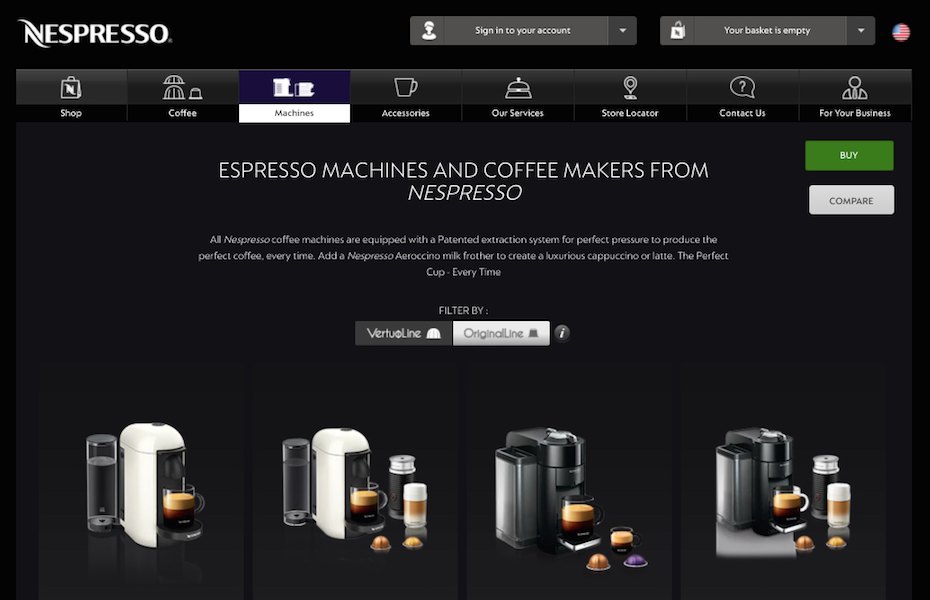 Yahoo ads mail Nespresso sales page