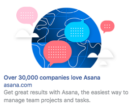 Ảnh chụp màn hình bản sao quảng cáo Facebook của Asana