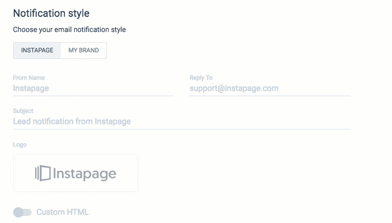 post-click landing page product branded emails Instapage