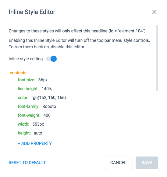 post-click landing page product inline editor