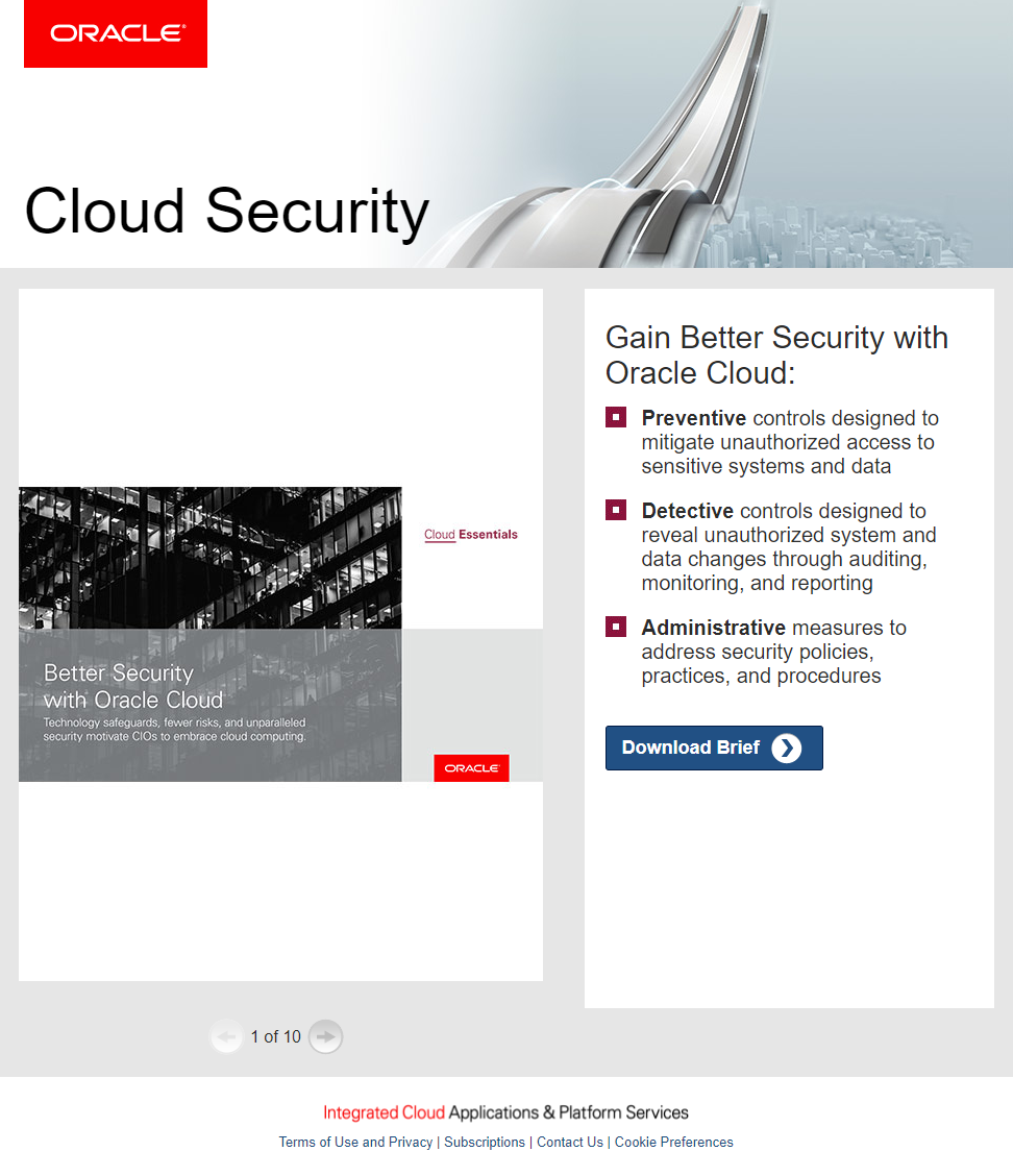 security post-click landing pages Oracle