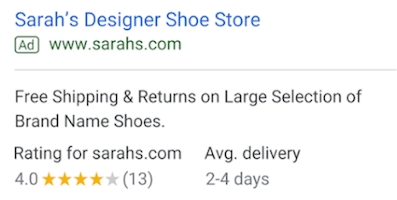 Google Ads extensions seller ratings