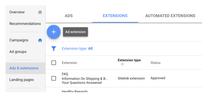 Google Ads extensies instellen